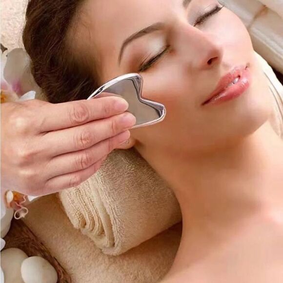 NEW WITH BOX STAINLESS STEEL GUA SHA SILVER - Picture 6 of 9